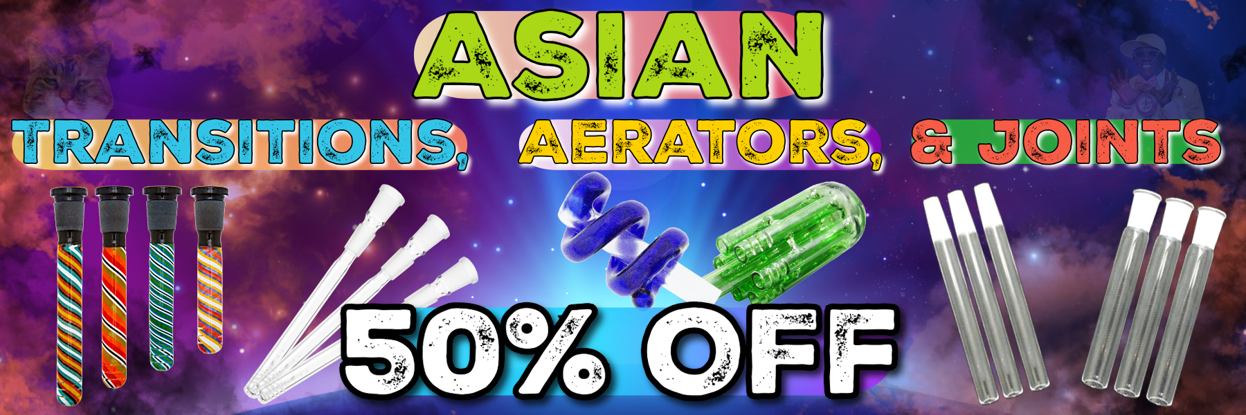 ABR Imagery | Asian glass sale 50% off transitions, aerators, & joints