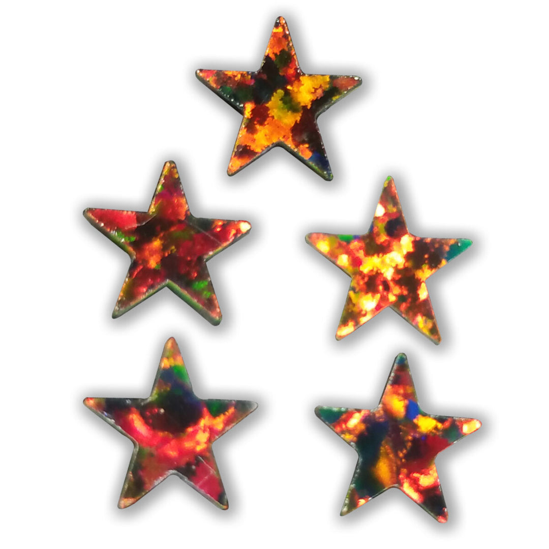 Cut Opal 5 Point Star 5mm - Black with Red Fire