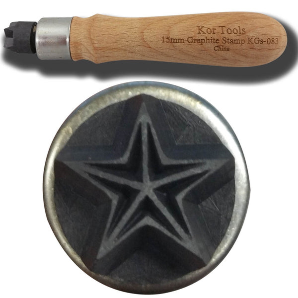 15mm Med. Graphite LINE STAR  Stamp