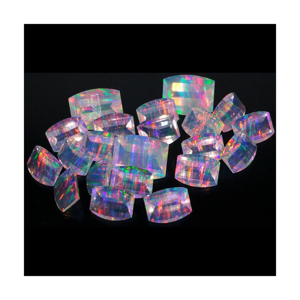 8 x 6mm White Faceted Roll-Top Opal