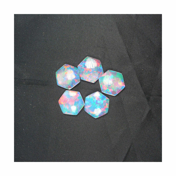 8 x 8mm White Hexagon Opal