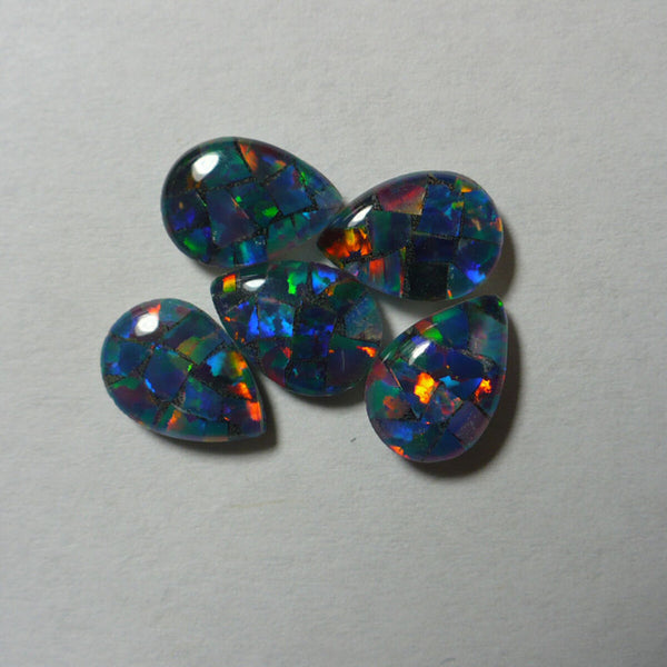 13 x 18mm Pear Mosaic Triplet Opal