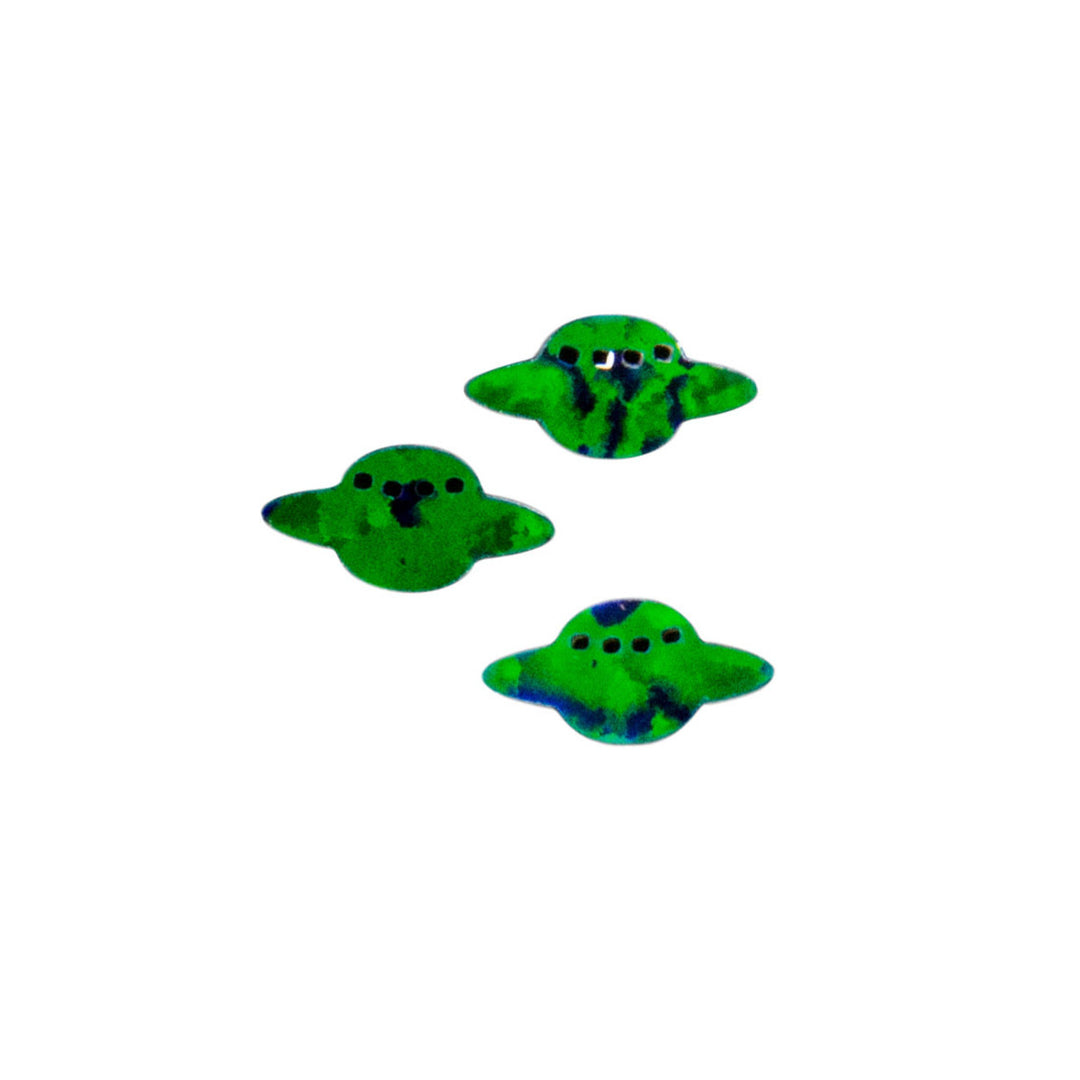 Cut Opal UFO 8mm - Black with Green Fire