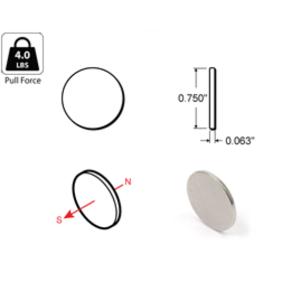 Rareearth magnet 0.75" x 0.0625"