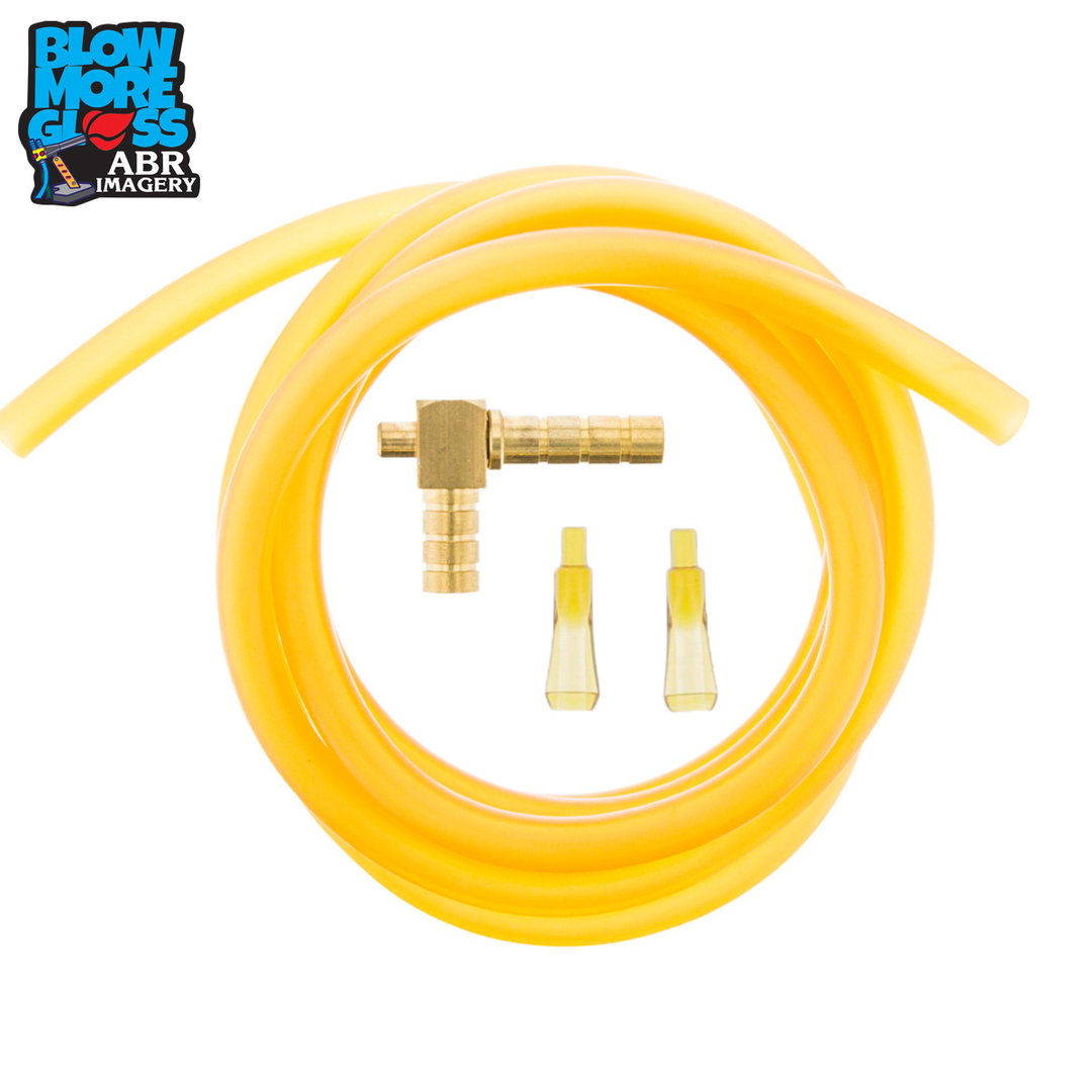 Blow More Glass Tools - 3/8" 90 Deg. Bent Brass Swivel Kit with Latex Blow Hose