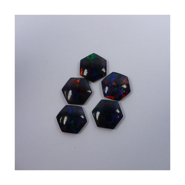 5 x 5mm Black Hexagon Opal