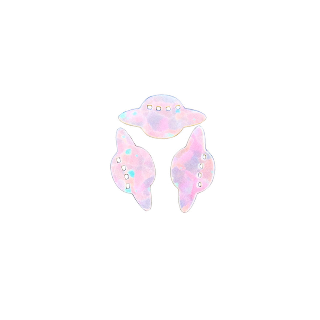 Cut Opal UFO 8mm - White with Red Fire