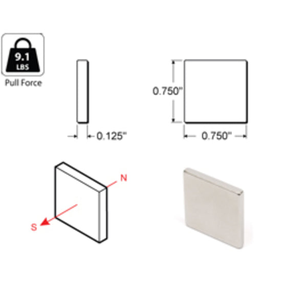 Rareearth magnet .75"x .75"x .125"
