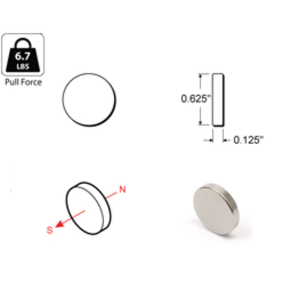 Rareearth magnet 0.625" x 0.125"