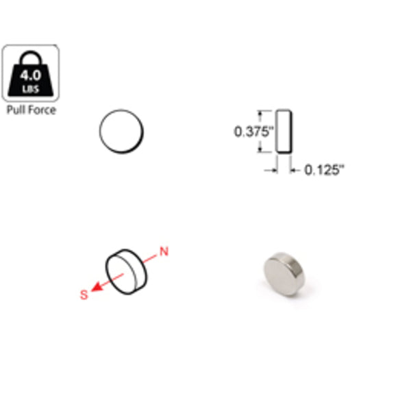 Rareearth magnet 0.375" x 0.25"