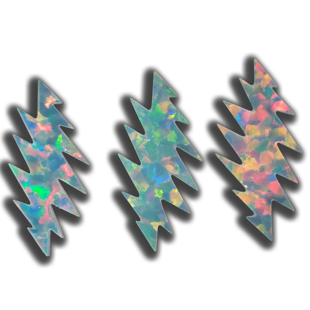 Cut Opal Lightning Bolt 16mm - White with Red Fire