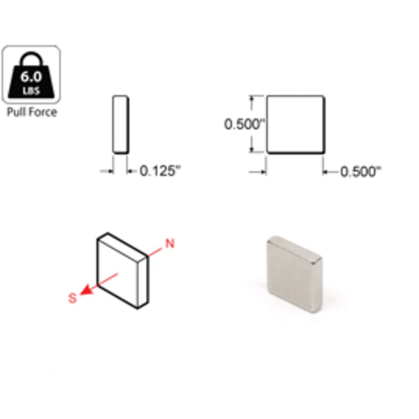 Rareearth magnet .5"x .5"x .125"