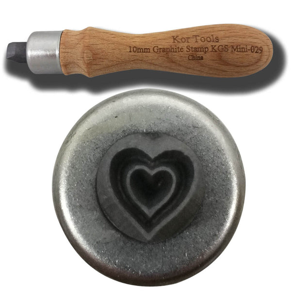 10mm Mini Graphite Two Hearts Stamp