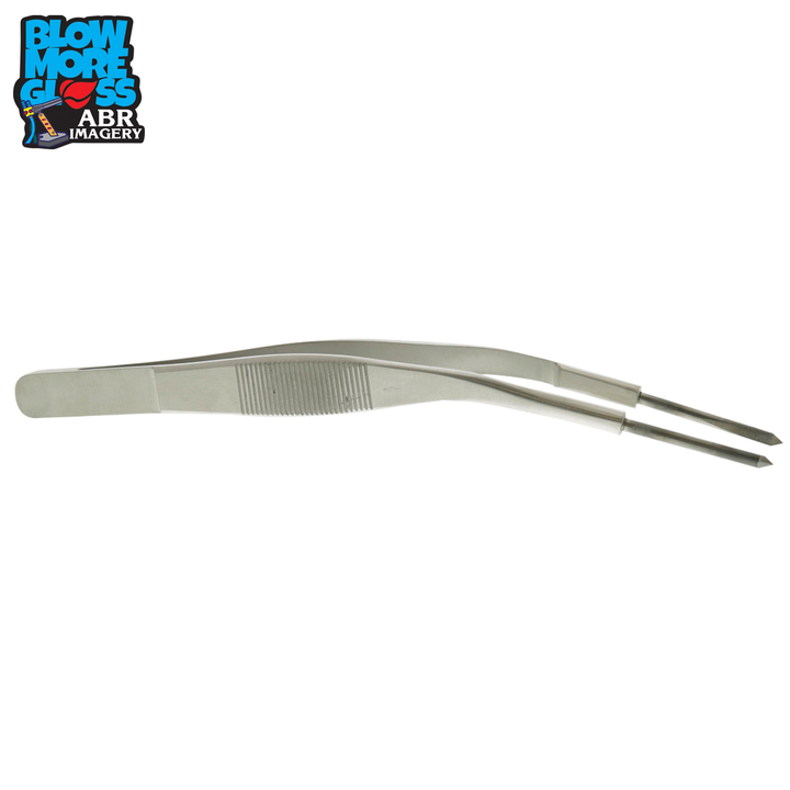 Blow More Glass Tools - 8" Thick Tungsten Bent Tip Tweezers