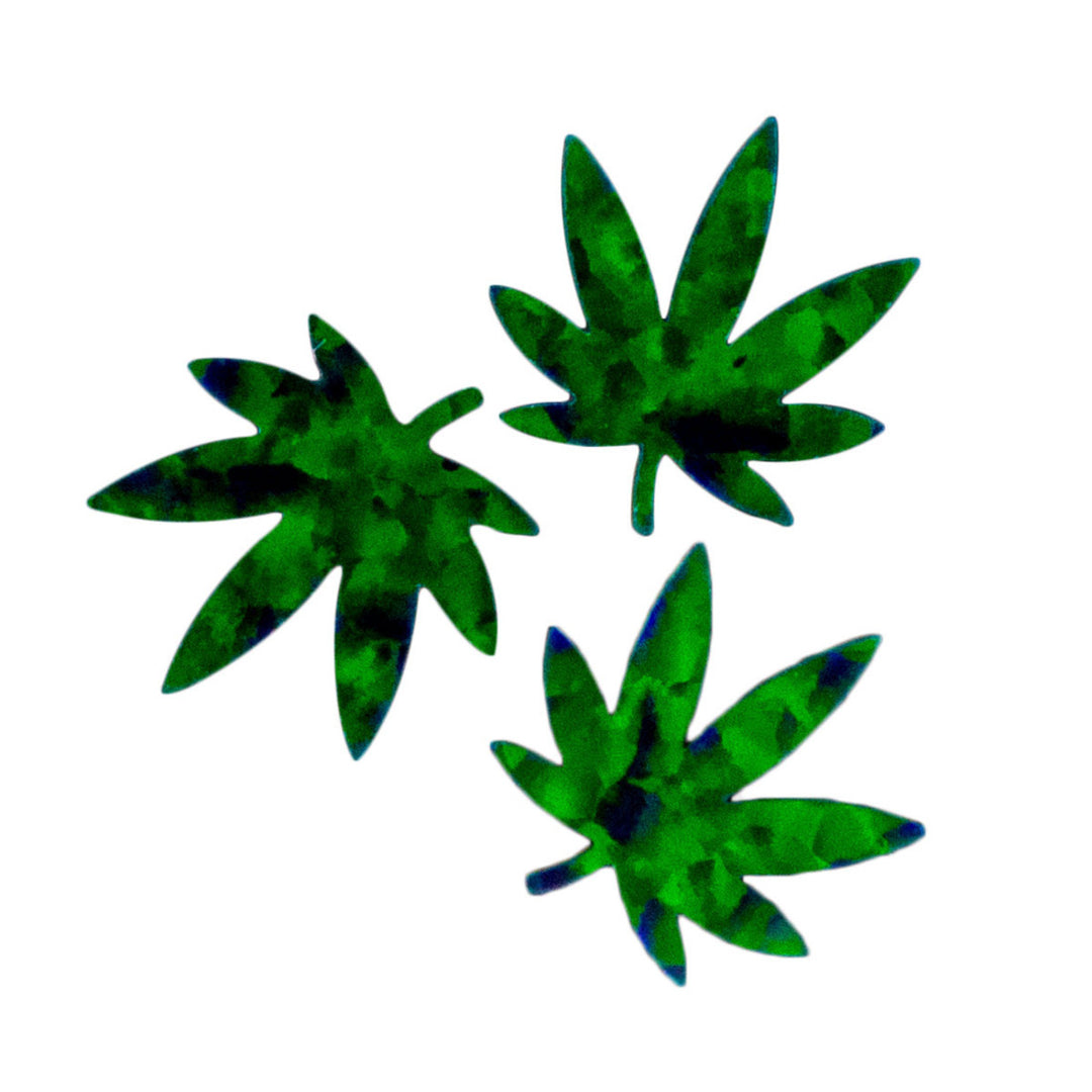 Cut Opal Leaf 12mm - Black with Green Fire