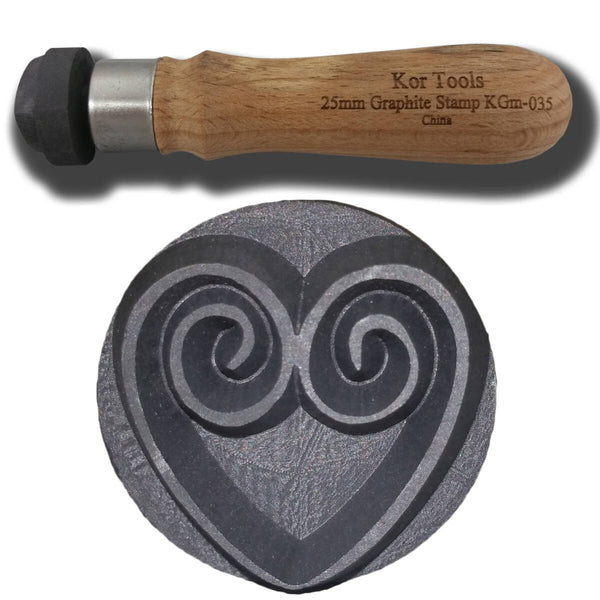 25mm Graphite Curly Heart Stamp