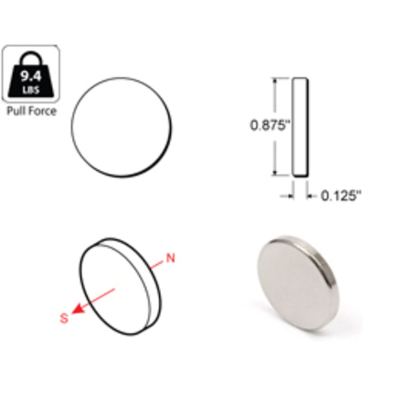 Rareearth magnet 0.875" x 0.125"