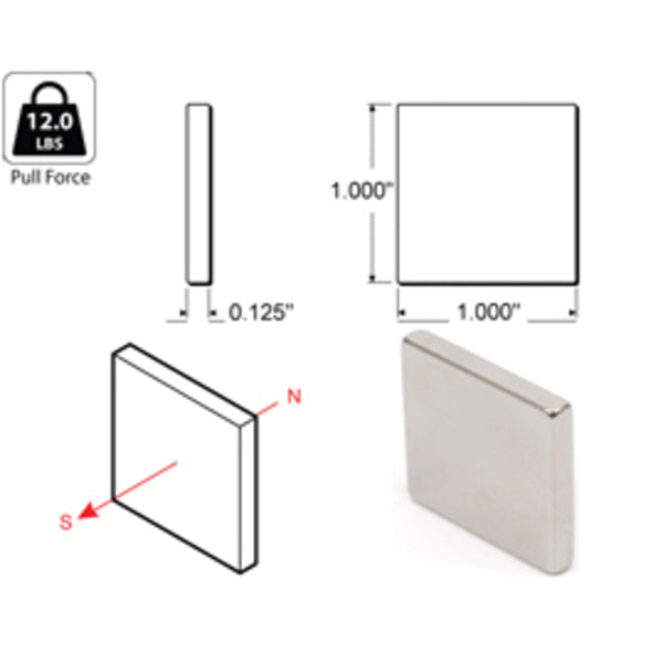 Rareearth magnet 1"x 1"x .125"