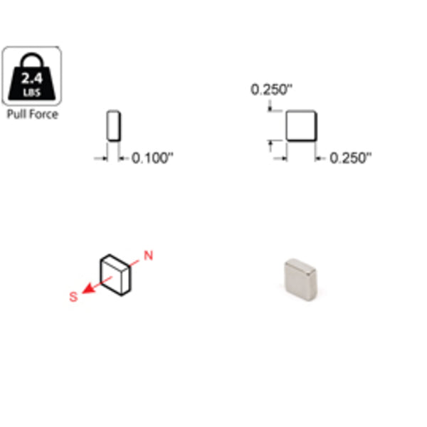 Rareearth magnet .25"x.25"x.1"