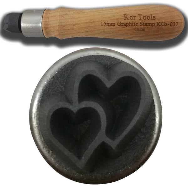 15mm Med. Graphite Two Hearts Stamp