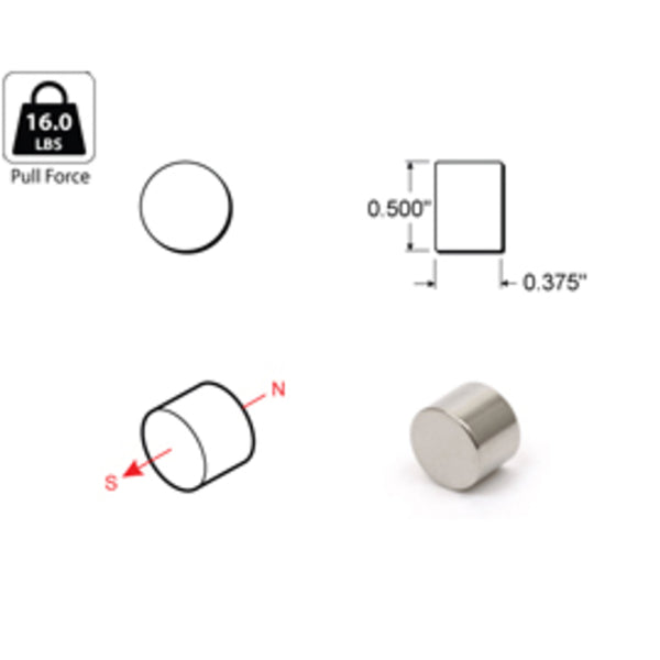 Rareearth magnet 0.5" x 0.375"