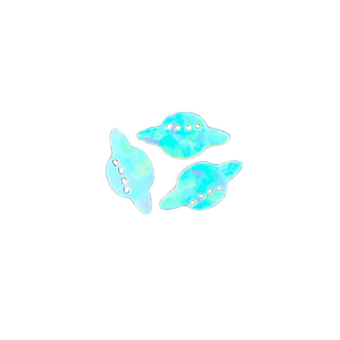 Cut Opal UFO 8mm - White with Red Fire