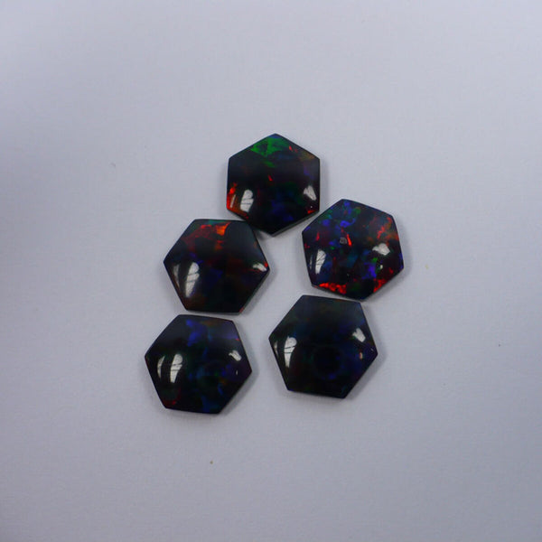 10 x 10mm Black Hexagon Opal