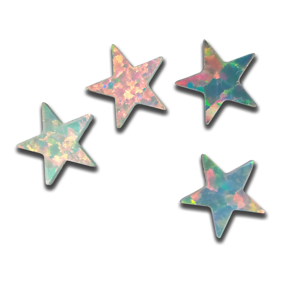 Cut Opal - 5 Point Star - 6mm - White with Red Fire