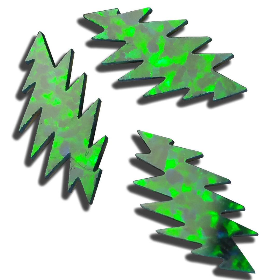 Cut Opal Lightning Bolt 16mm - Black with Green Fire