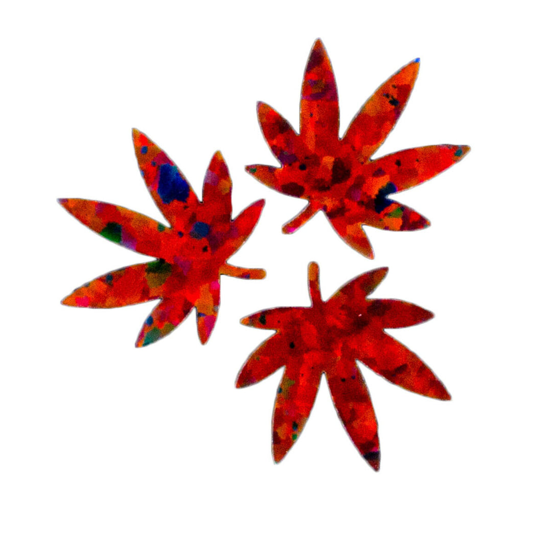 Cut Opal Leaf 12mm - Black with Red Fire