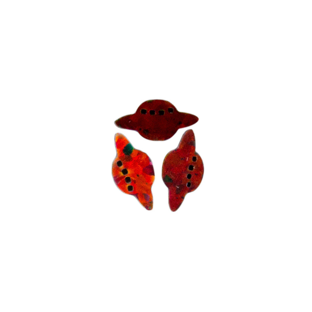 Cut Opal UFO 8mm - Black with Red Fire