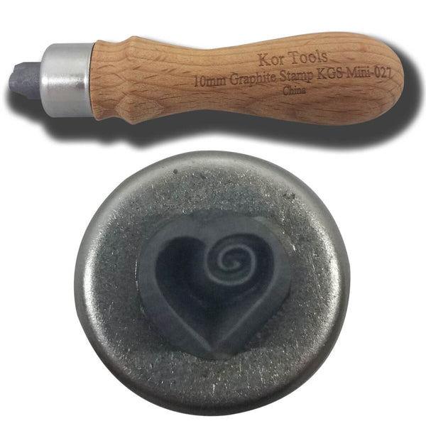 10mm Mini Graphite Curly Heart Stmp