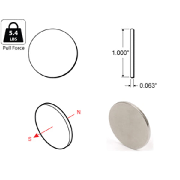 Rareearth magnet 1" x 0.0625"