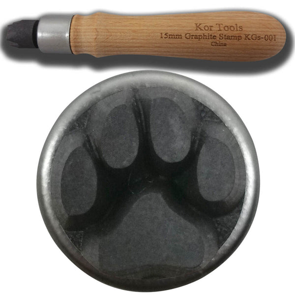 15mm Med. Graphite Paw Print Stamp