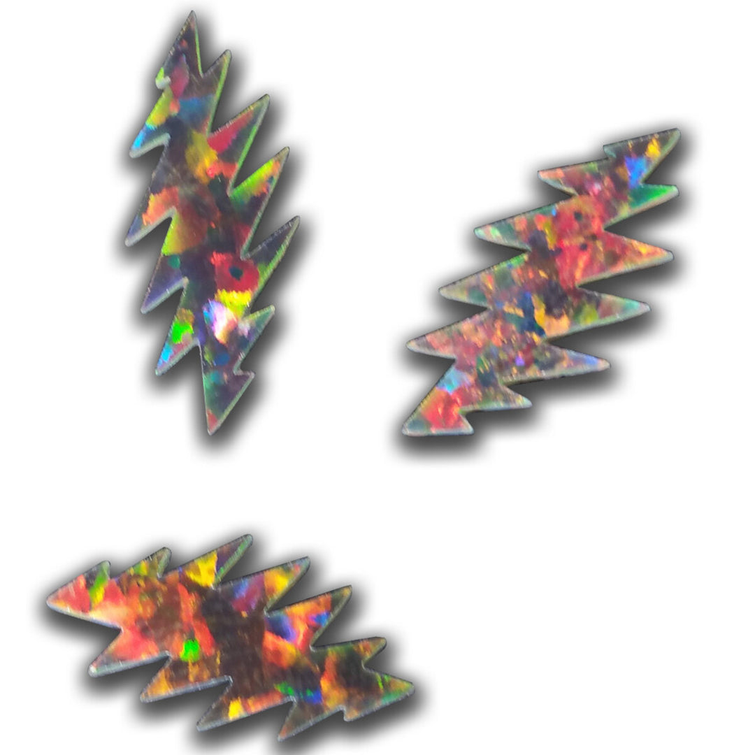Cut Opal Lightning Bolt 12mm - Black with Red Fire